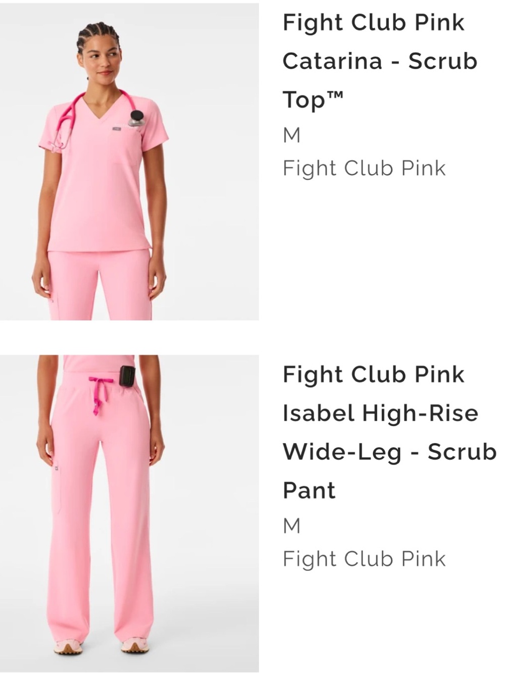 Fight Club Pink Isabel High-Rise Wide-Leg Scrub Pant and Catarina top- Women